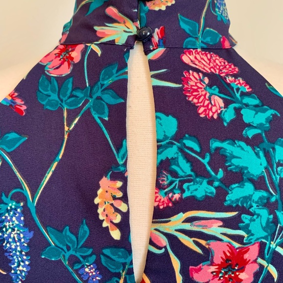 Colorful Halter shift dress Blue Floral Flowy M sleeveless pink blue Summer - Picture 7 of 10